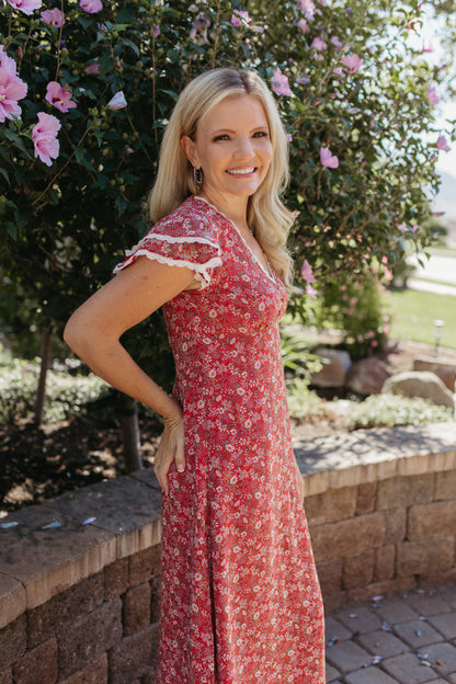 THE FLORA MIDI DRESS IN RED