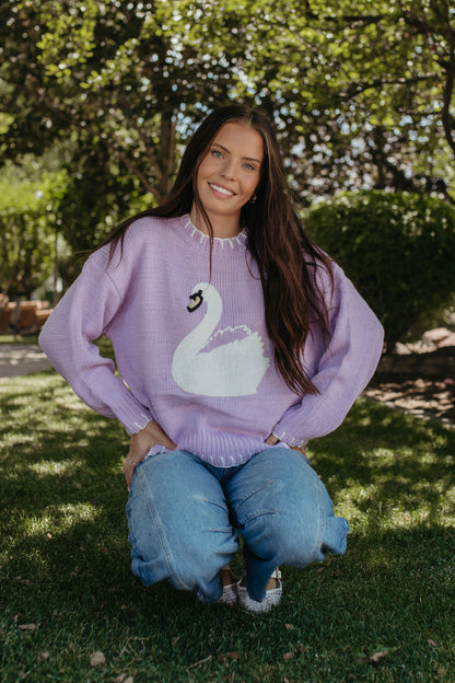 THE EVANGELINE KNIT SWEATER IN LAVENDER