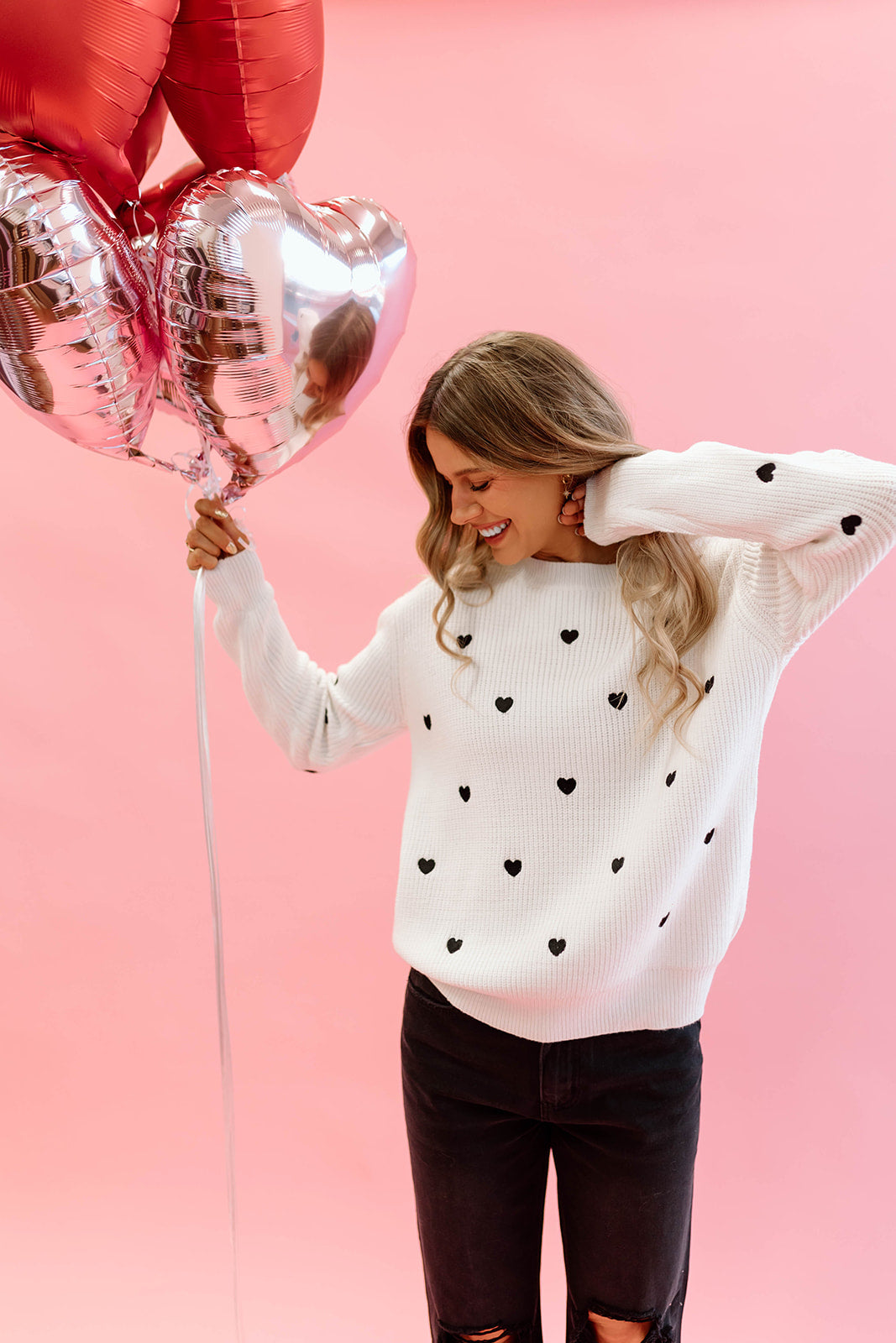 The Heart Confetti Sweater in Ivory Large