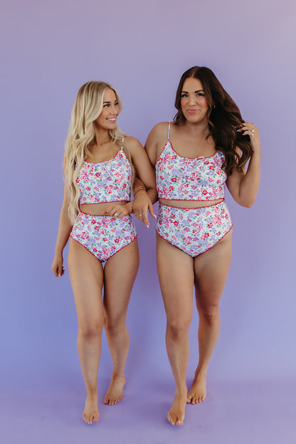 RUFFLE SWIM BOTTOM IN CORAL BLOSSOM BY PINK DESERT X SARAH TRIPP