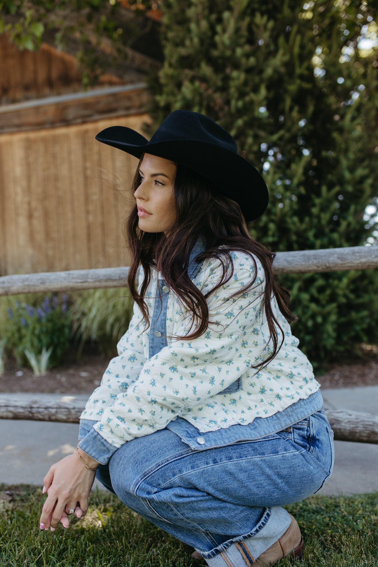 THE BELLAMY FLORAL QUILTED DENIM JACKET
