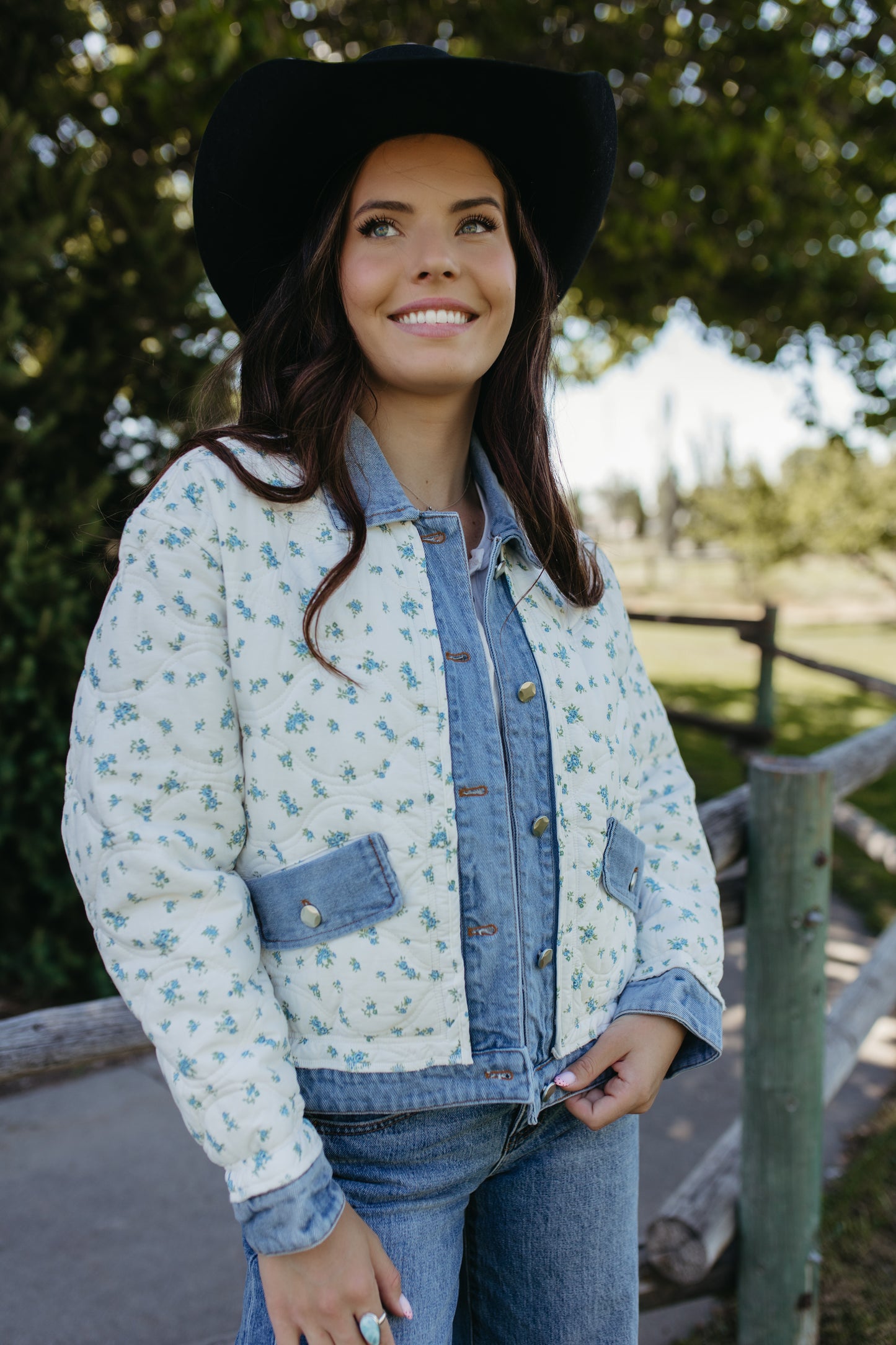 THE BELLAMY FLORAL QUILTED DENIM JACKET