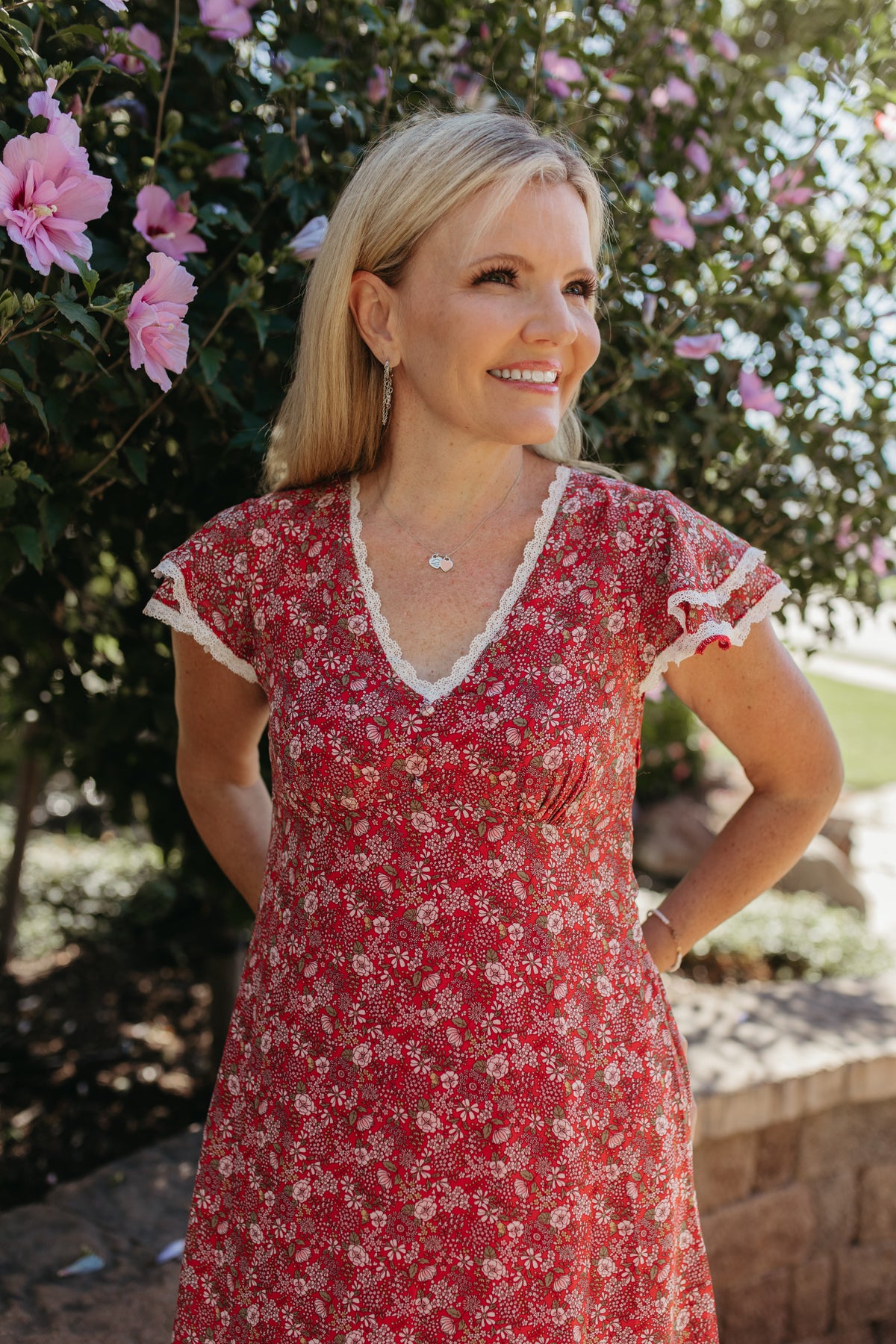 THE FLORA MIDI DRESS IN RED