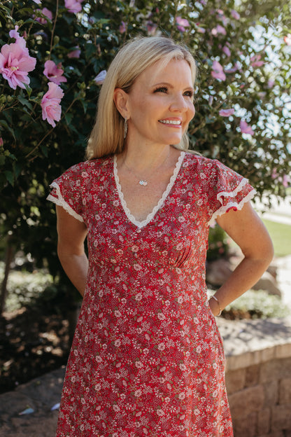 THE FLORA MIDI DRESS IN RED