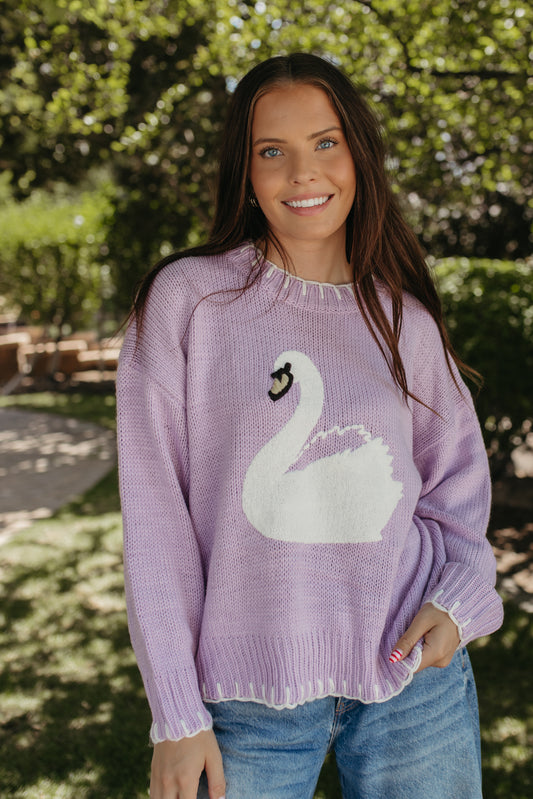 THE EVANGELINE KNIT SWEATER IN LAVENDER