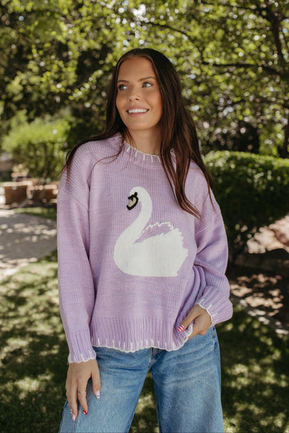 THE EVANGELINE KNIT SWEATER IN LAVENDER