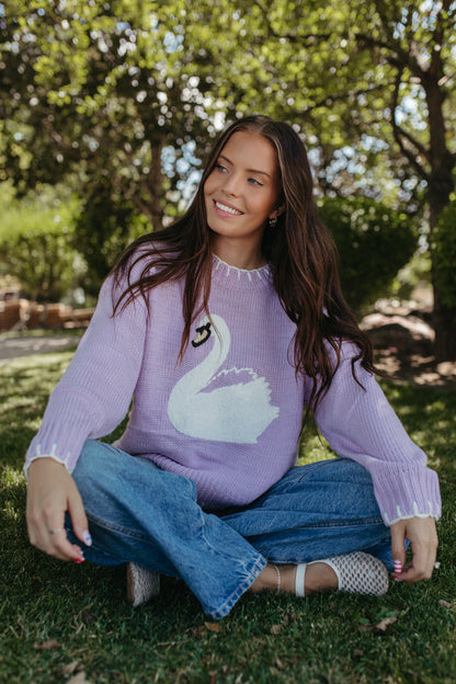 THE EVANGELINE KNIT SWEATER IN LAVENDER