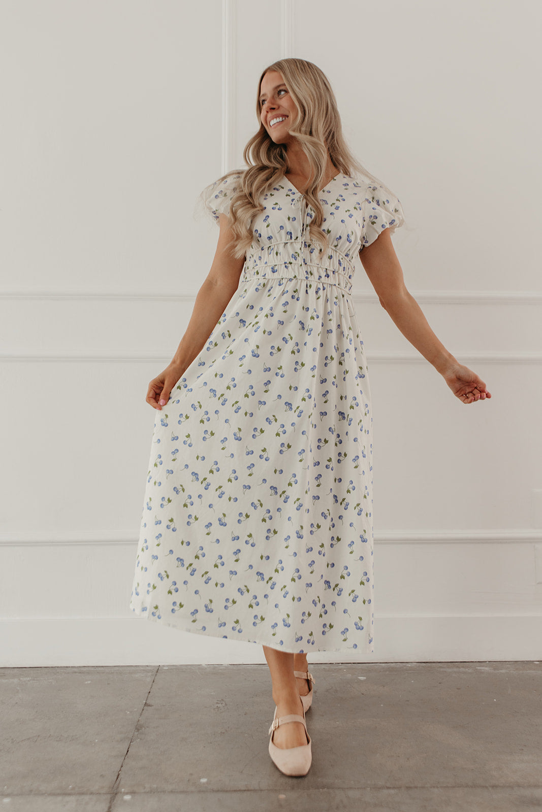 THE SUMMER BERRY MIDI DRESS IN BLUEBERRY Large THE SUMMER BERRY MIDI DRESS IN BLUEBERRY Large