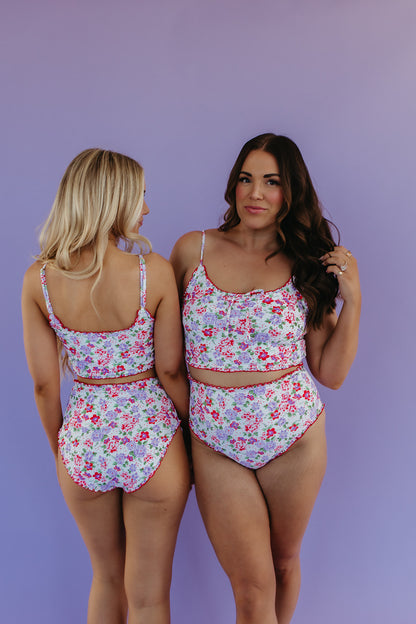 RUFFLE SWIM BOTTOM IN CORAL BLOSSOM BY PINK DESERT X SARAH TRIPP