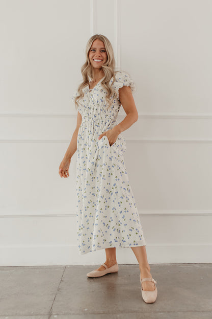 THE SUMMER BERRY MIDI DRESS IN BLUEBERRY