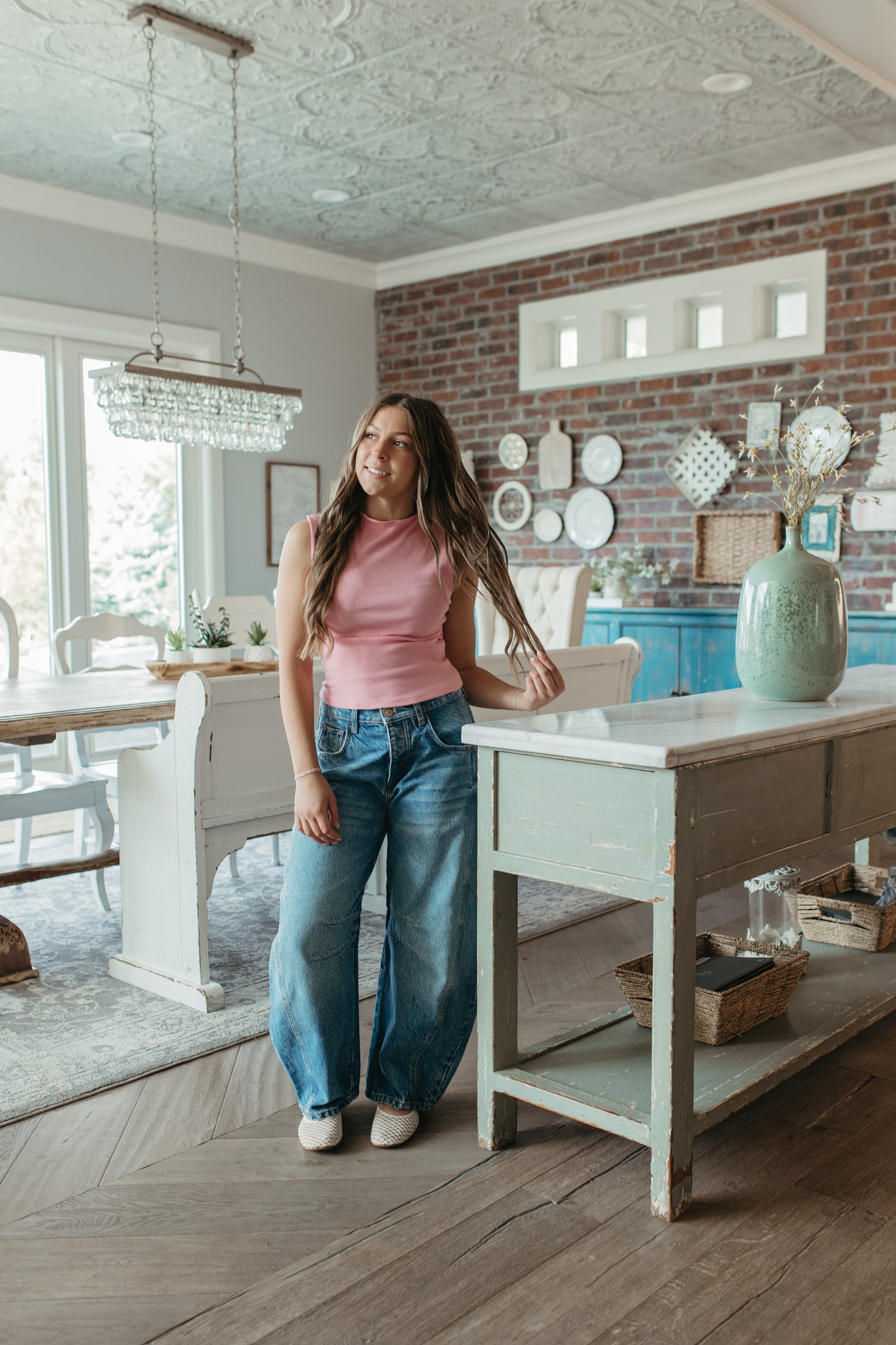 THE LAINEY MOCK NECK RIBBED KNIT TOP