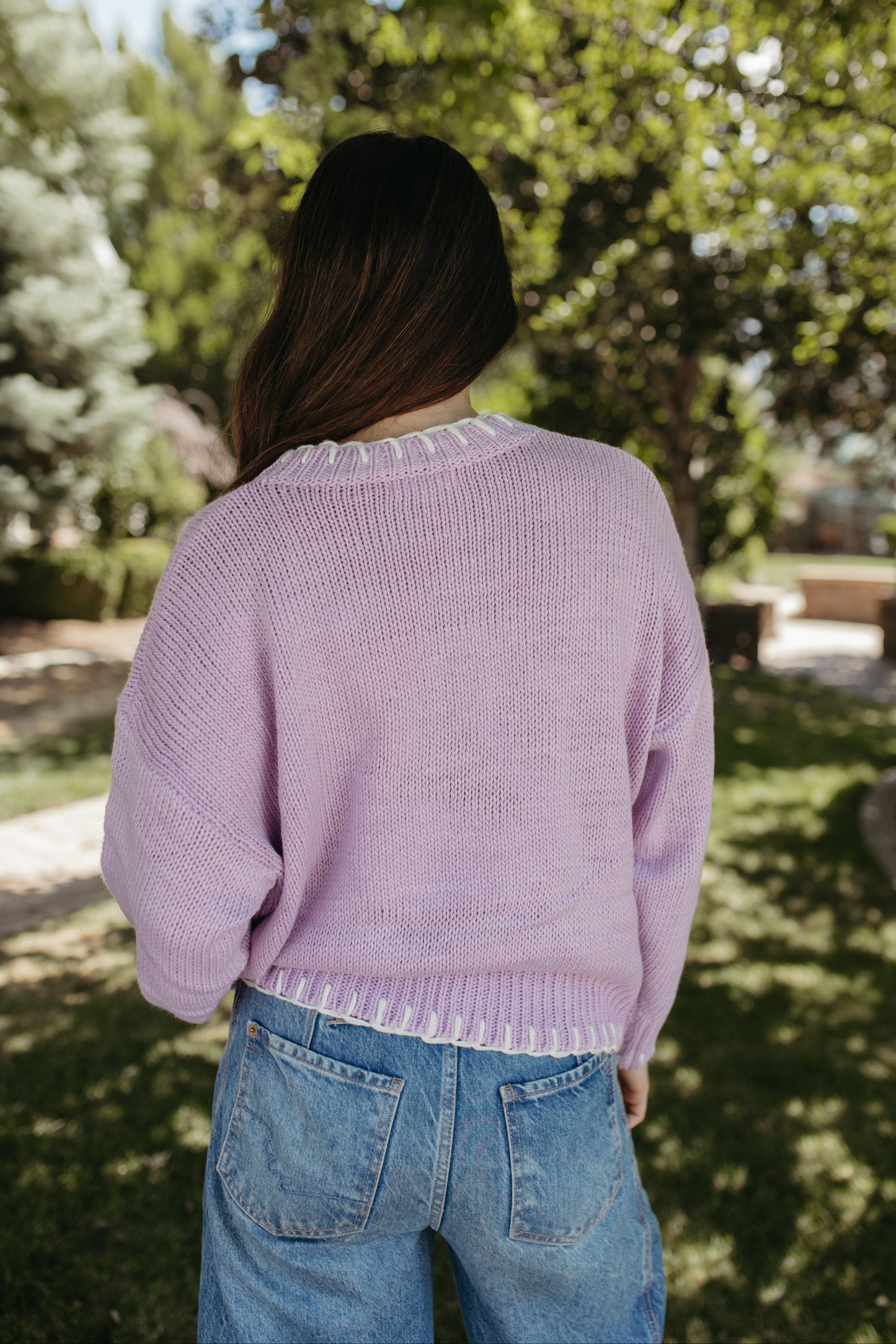THE EVANGELINE KNIT SWEATER IN LAVENDER