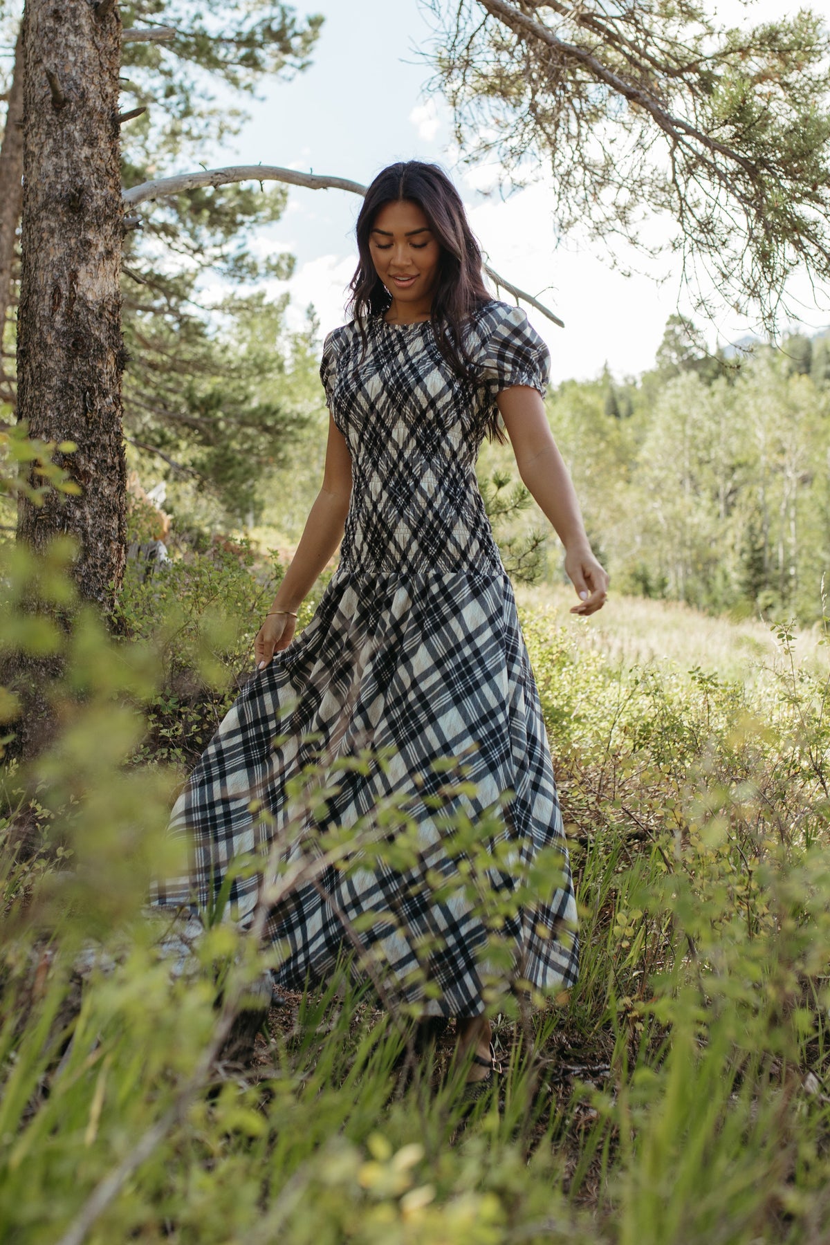 THE LEAH MAXI SMOCKED DRESS IN BLACK