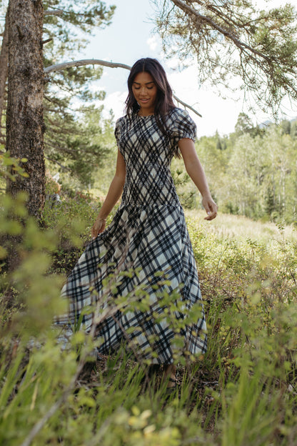 THE LEAH MAXI SMOCKED DRESS IN BLACK