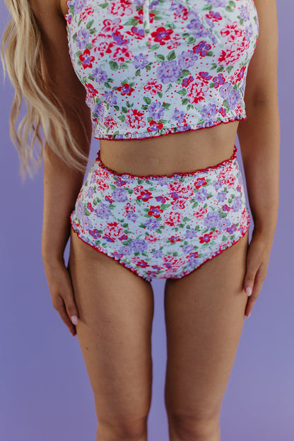 RUFFLE SWIM BOTTOM IN CORAL BLOSSOM BY PINK DESERT X SARAH TRIPP