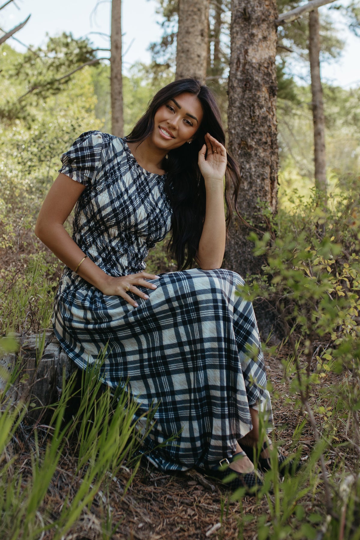 THE LEAH MAXI SMOCKED DRESS IN BLACK