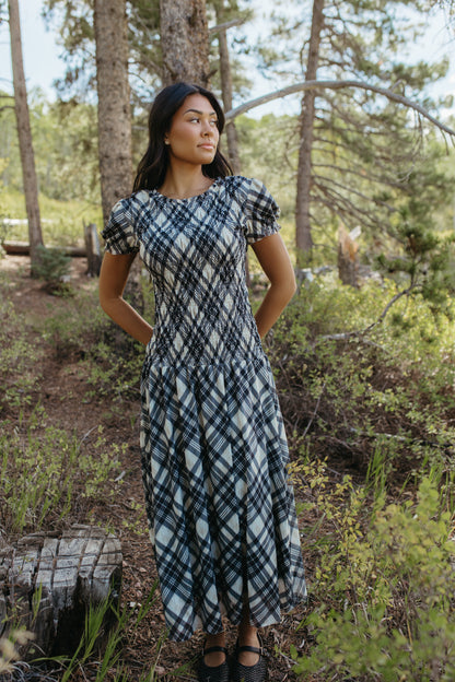 THE LEAH MAXI SMOCKED DRESS IN BLACK