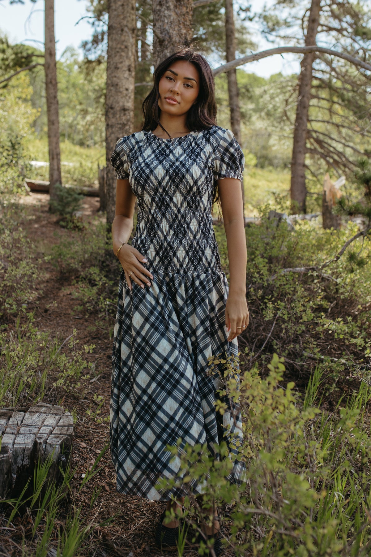 THE LEAH MAXI SMOCKED DRESS IN BLACK