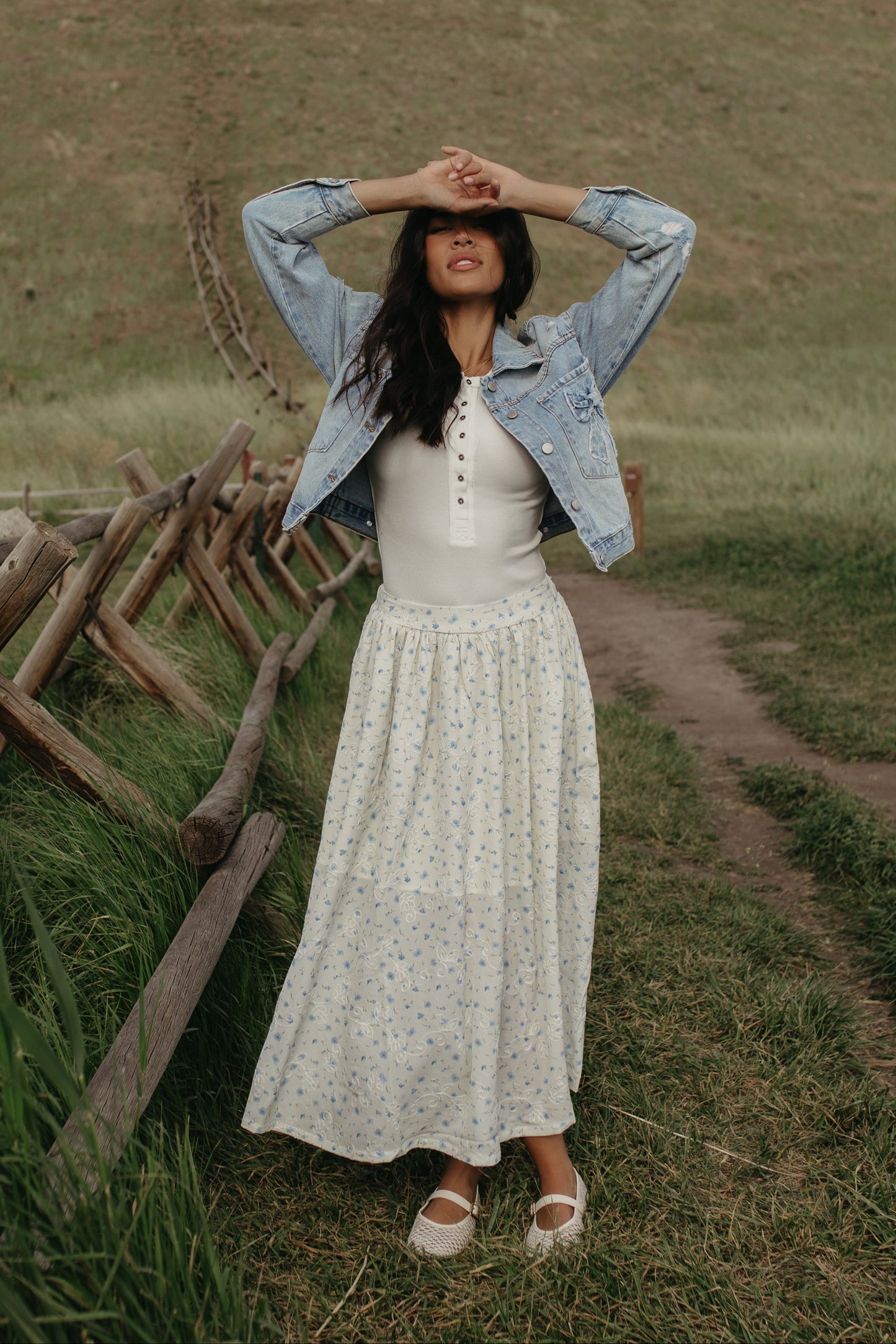 THE LUCY BLUE FLORAL SKIRT