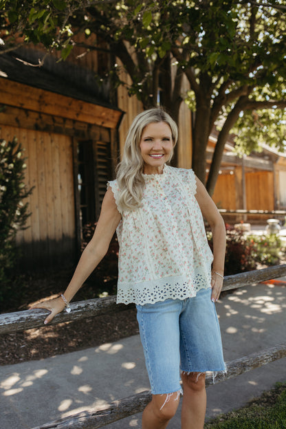 THE MONROE VICTORIAN RUFFLE NECK BLOUSE IN PINK/WHITE