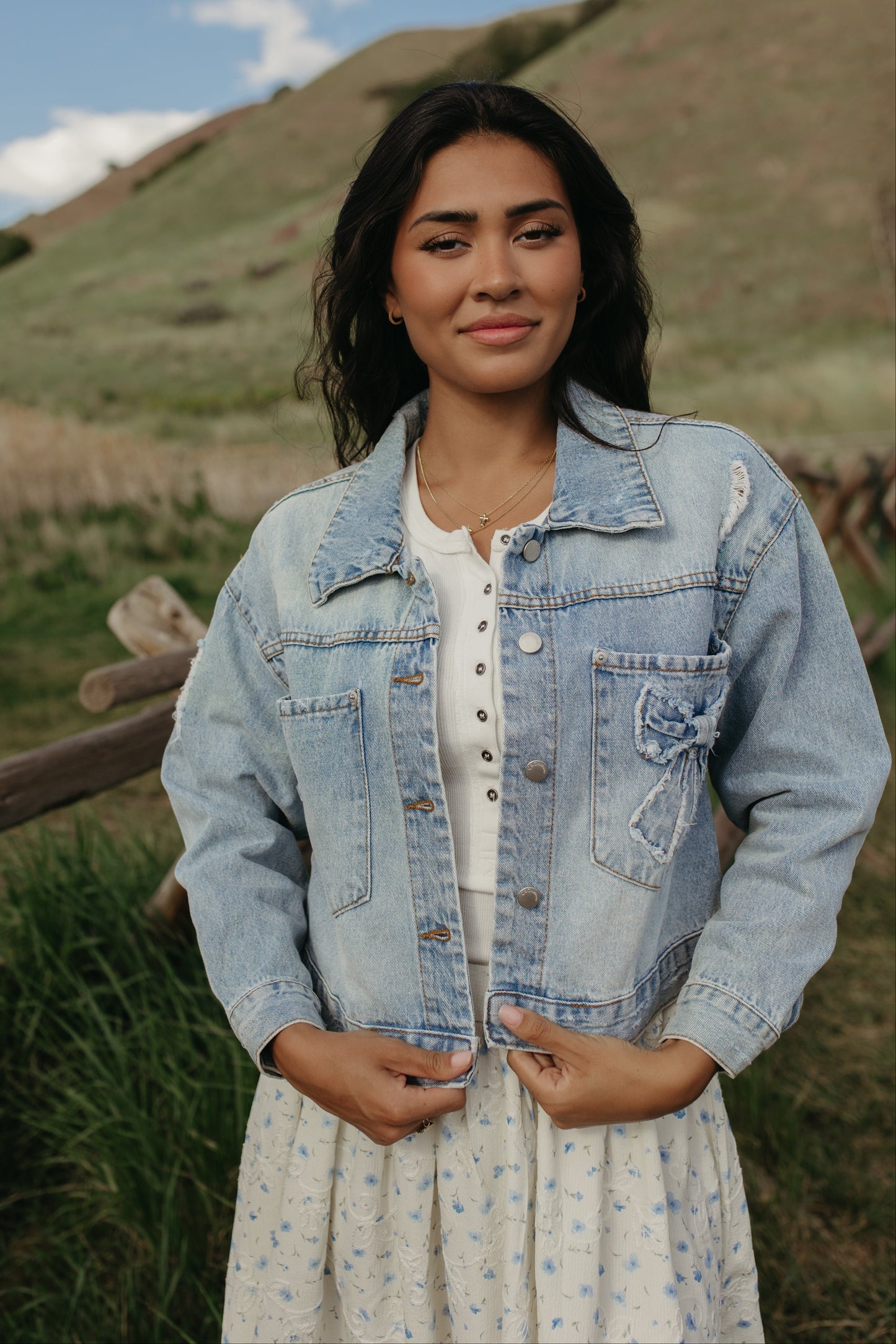 THE DAYANA BOW JEAN JACKET