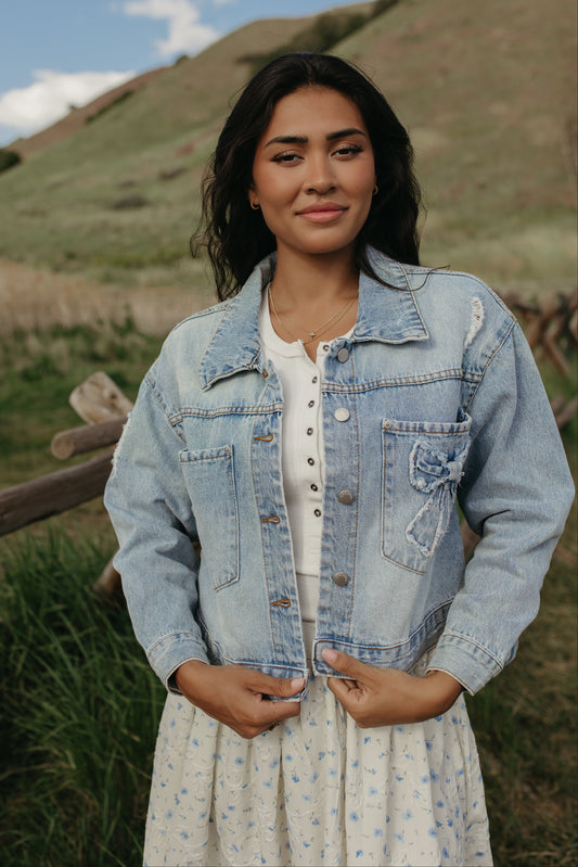 THE DAYANA BOW JEAN JACKET