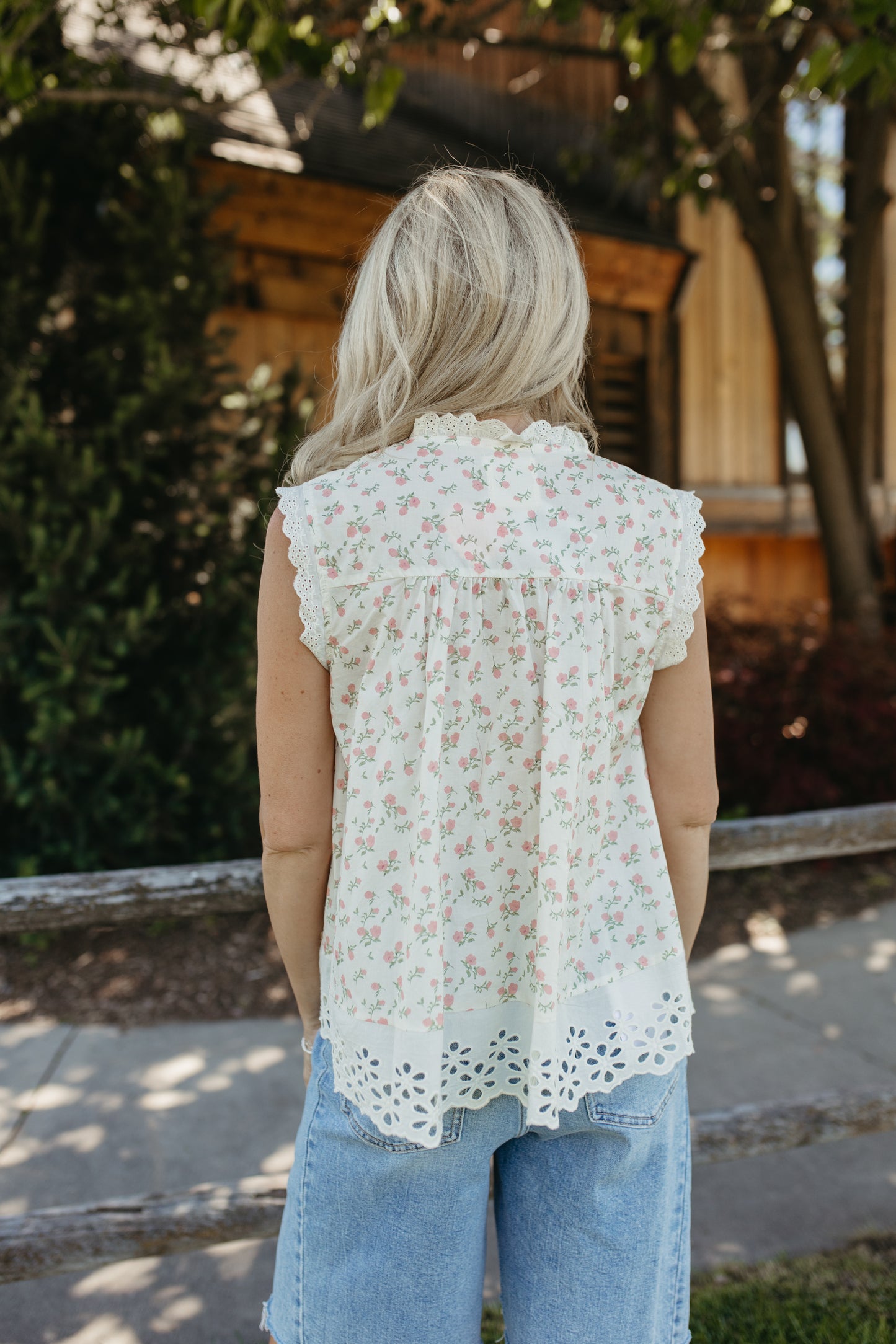 THE MONROE VICTORIAN RUFFLE NECK BLOUSE IN PINK/WHITE