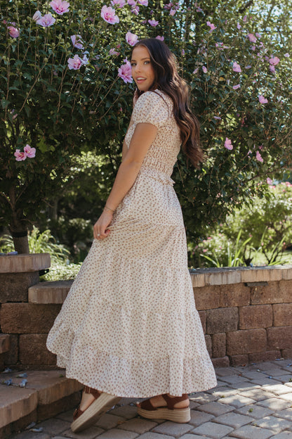 THE ZOE FLORAL TIERED SKIRT IN CREAM