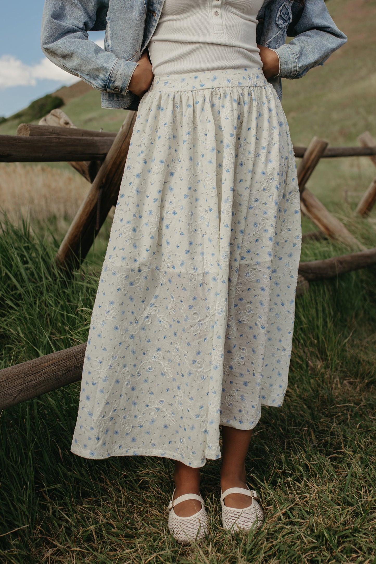 THE LUCY BLUE FLORAL SKIRT
