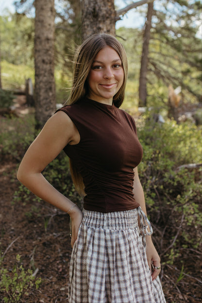 THE KIARA KNIT TOP IN CHOCOLATE