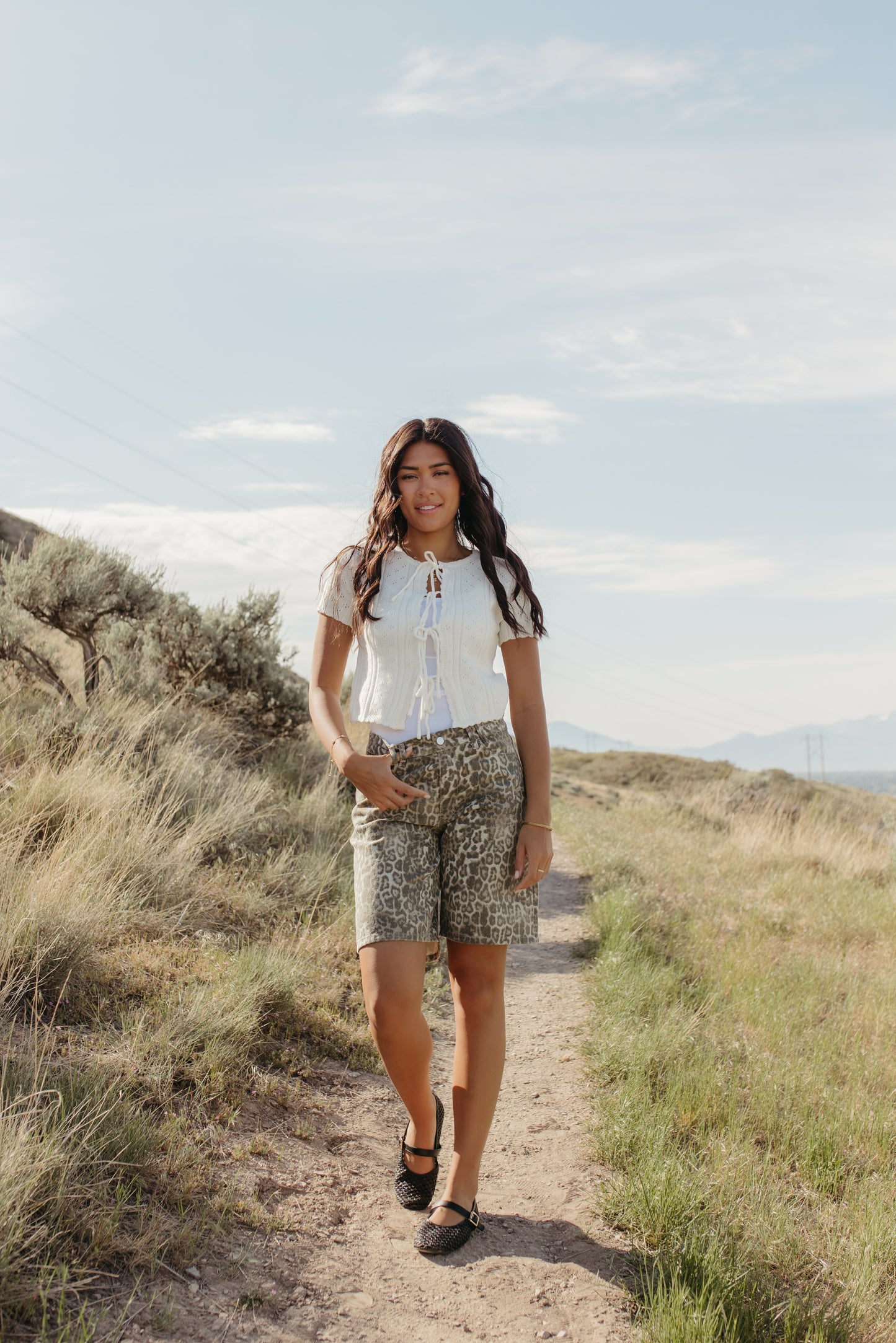 THE INDIE LEOPARD FADE COLOSSUS JORTS IN FADED