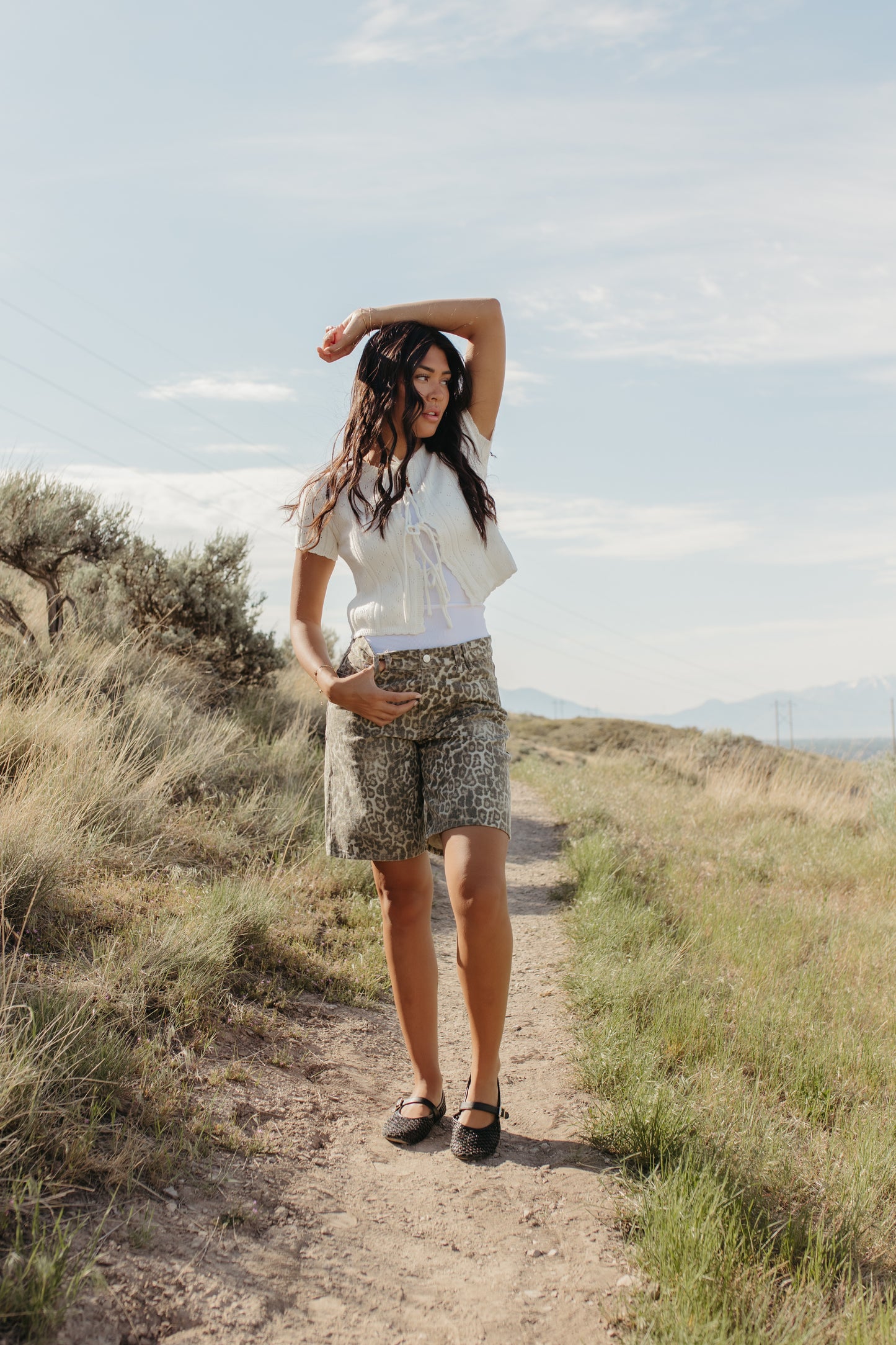 THE INDIE LEOPARD FADE COLOSSUS JORTS IN FADED
