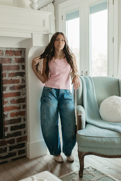 THE HANNAH SCALLOP TANK IN PINK