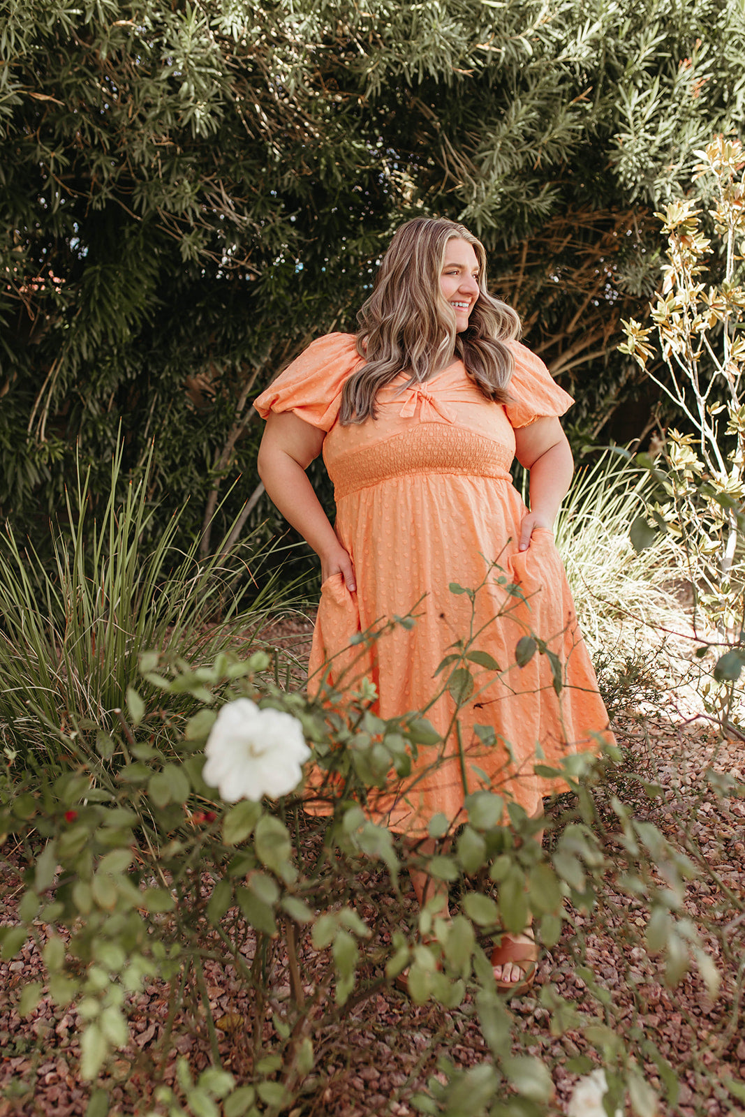 peach and brown dress Peach and Brown: Modest Wedding Fashion Inspiration