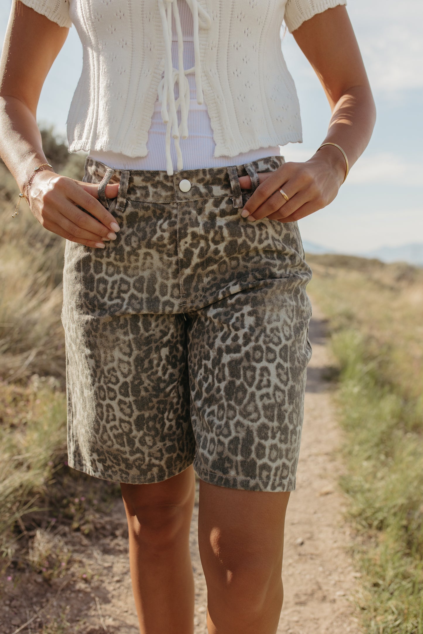 THE INDIE LEOPARD FADE COLOSSUS JORTS IN FADED