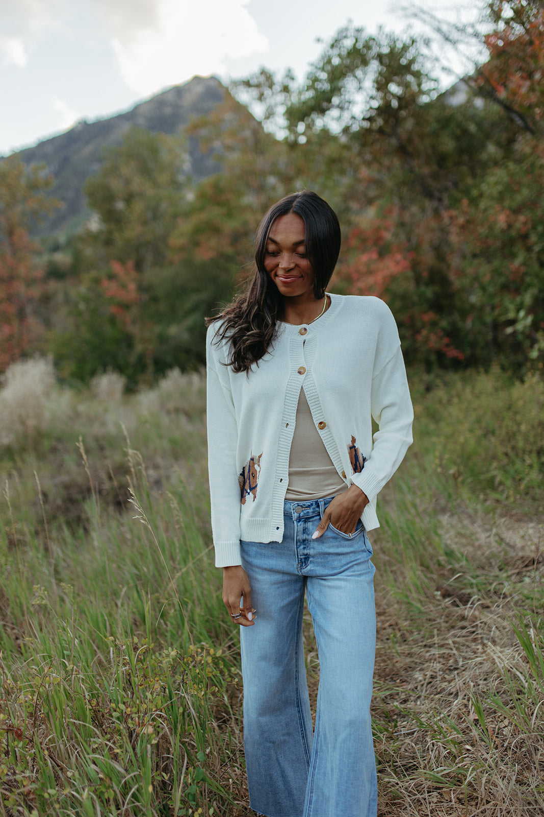 THE JESSIE COWGIRL CARDIGAN IN IVORY