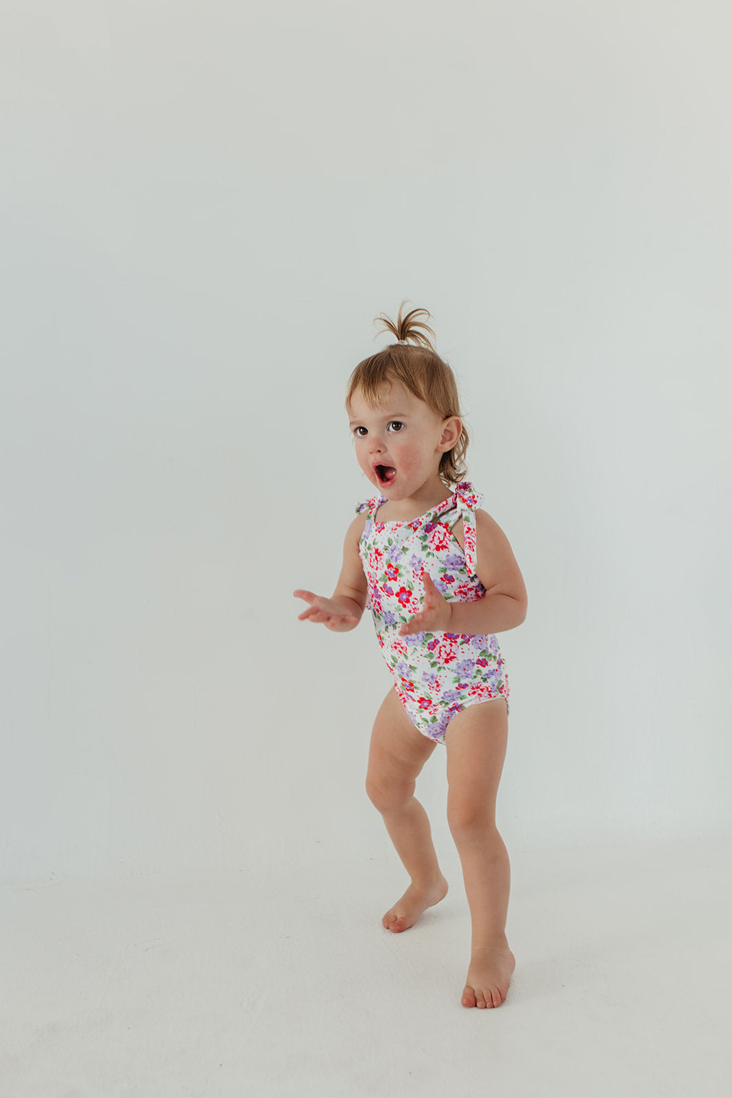 GIRLS TIE STRAP ONE PIECE IN CORAL BLOSSOM BY PINK DESERT X SARAH TRIPP