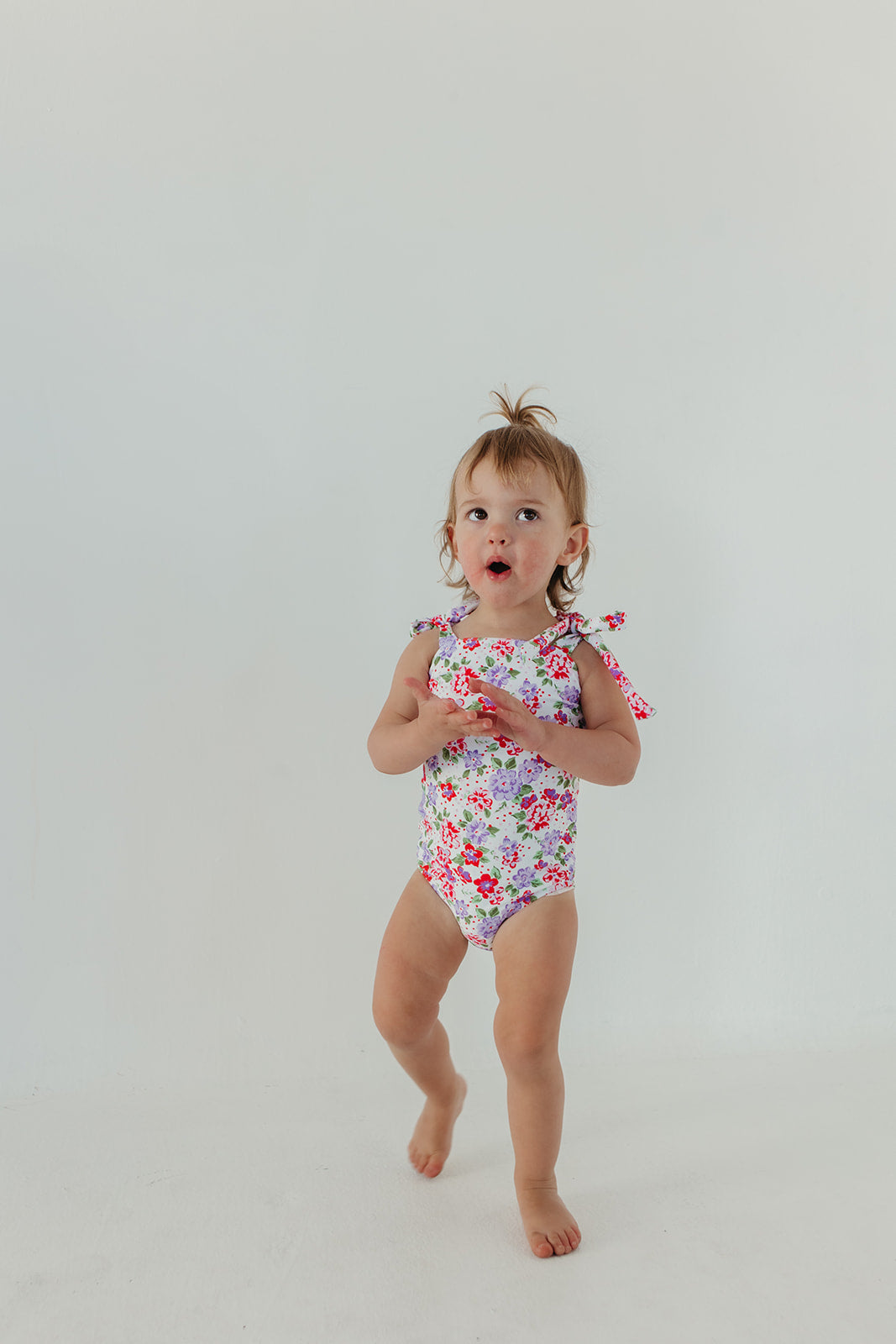 GIRLS TIE STRAP ONE PIECE IN CORAL BLOSSOM BY PINK DESERT X SARAH TRIPP