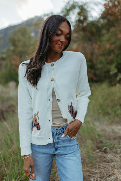 THE JESSIE COWGIRL CARDIGAN IN IVORY