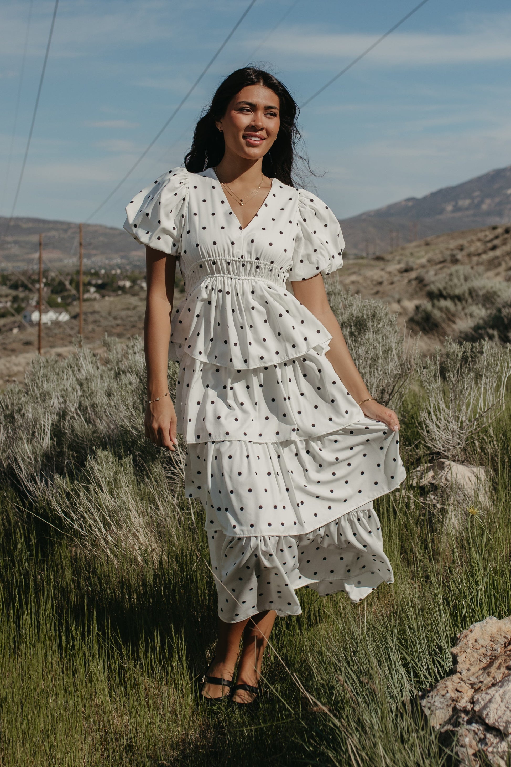 THE SCOTTIE RUFFLED POLKA DOT DRESS Small