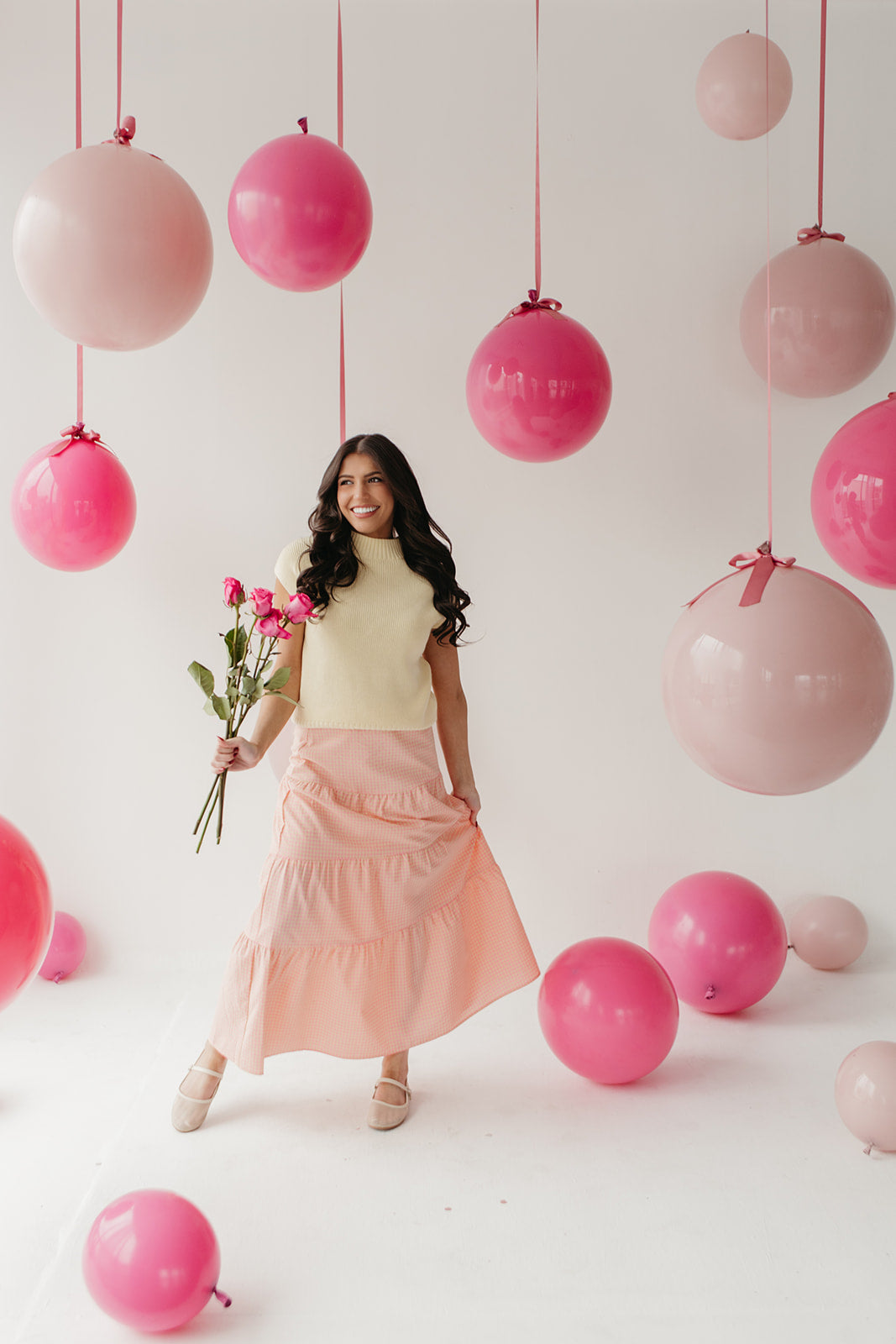 THE DELLA GINGHAM SKIRT IN PINK LEMONADE