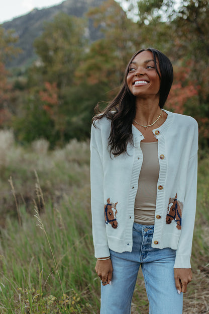 THE JESSIE COWGIRL CARDIGAN IN IVORY