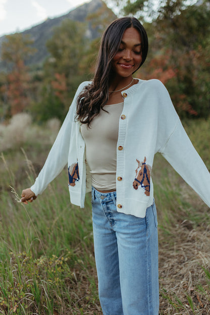 THE JESSIE COWGIRL CARDIGAN IN IVORY