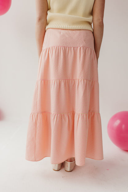 THE DELLA GINGHAM SKIRT IN PINK LEMONADE