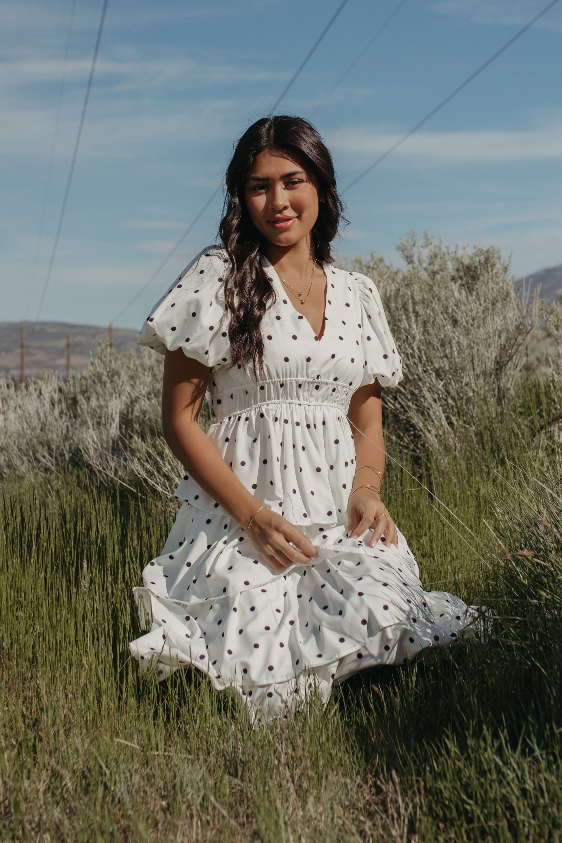 THE SCOTTIE RUFFLED POLKA DOT DRESS Small