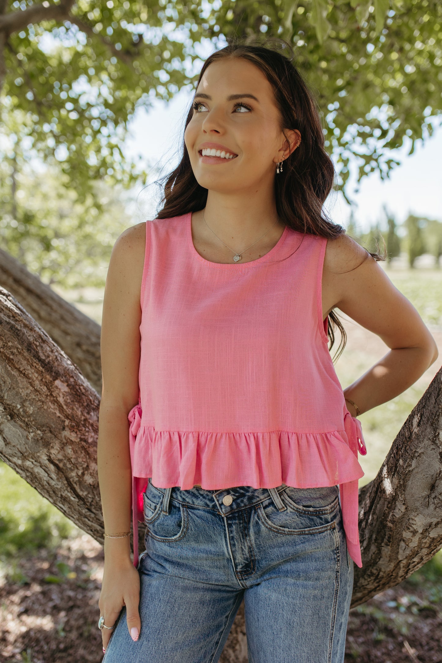 THE GALILEA RUFFLED TOP IN PINK