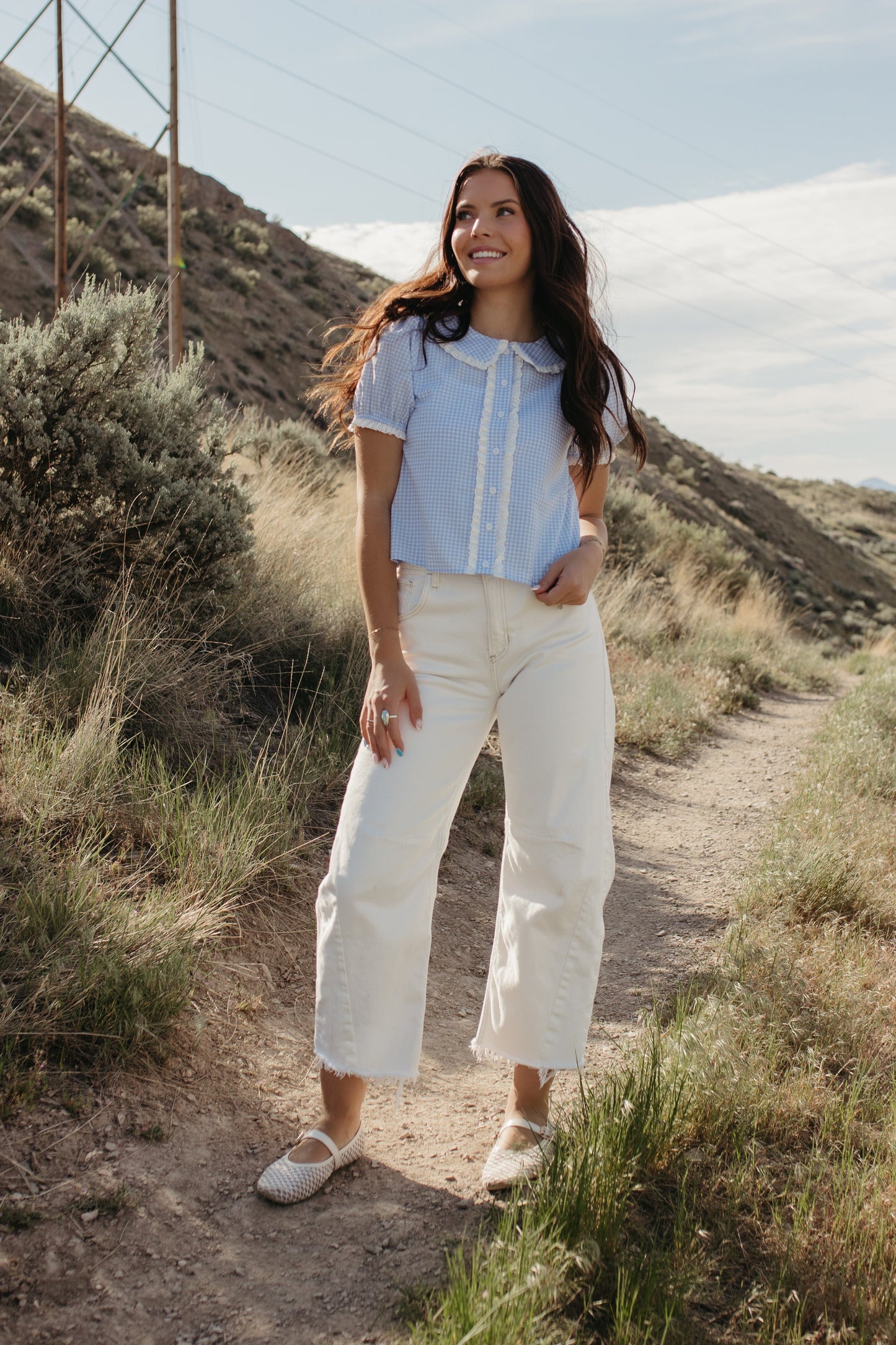 THE VENICE LACE TRIM TOP IN BLUE