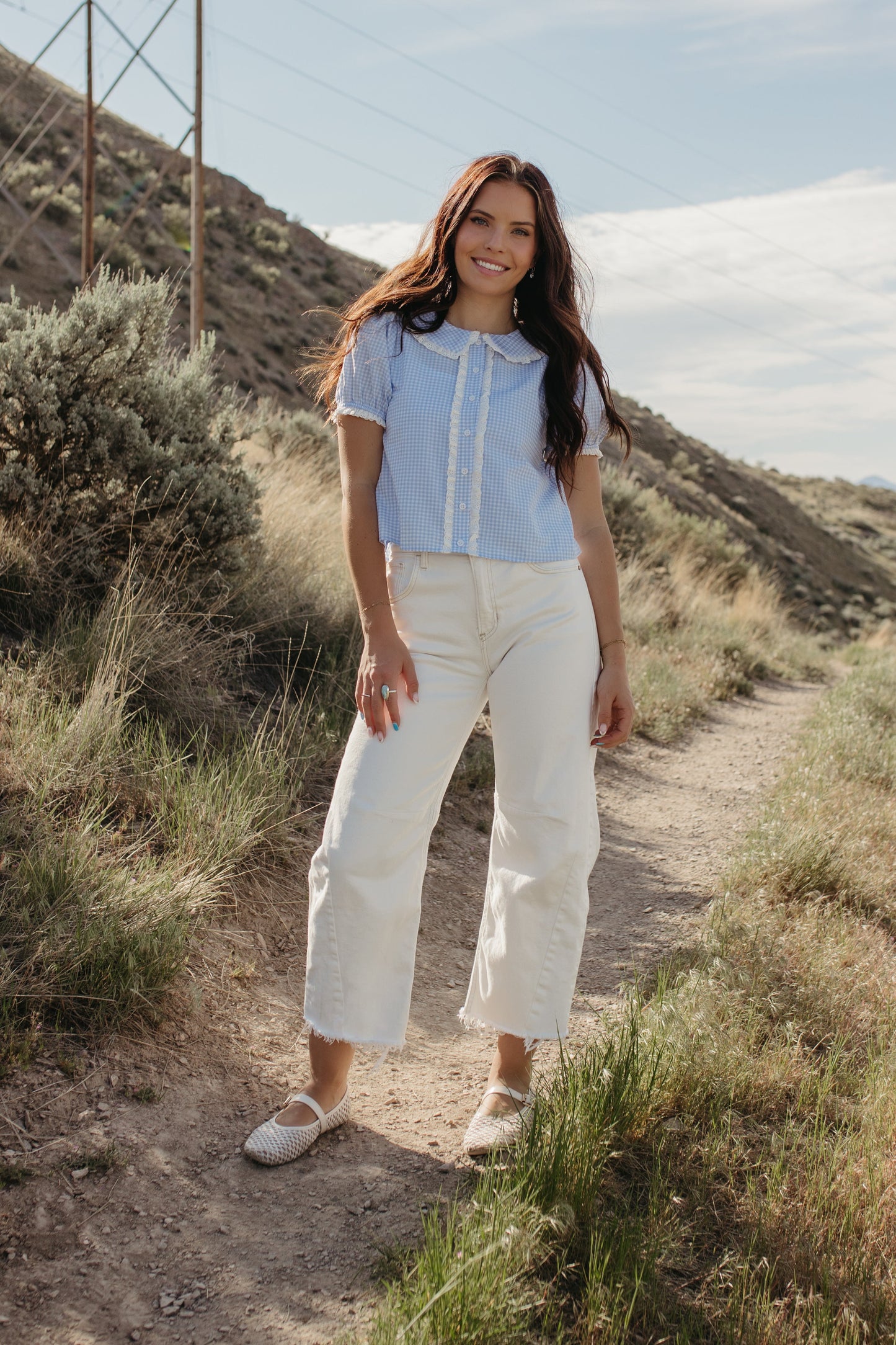 THE VENICE LACE TRIM TOP IN BLUE