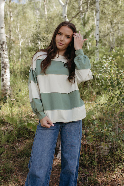 THE HAYES HARBOR STRIPED PULLOVER IN GREEN