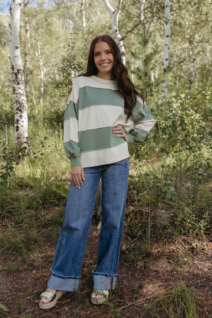 THE HAYES HARBOR STRIPED PULLOVER IN GREEN